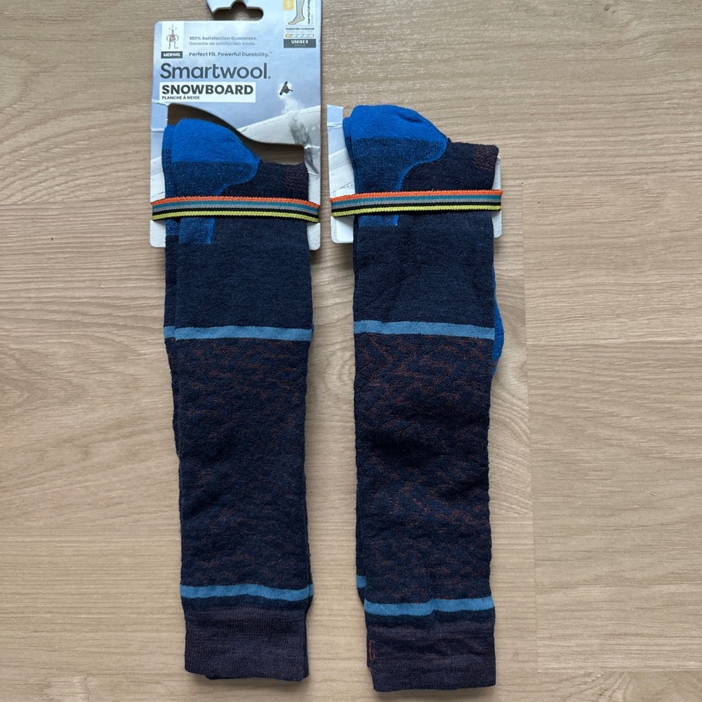 2 Pairs SmartWool OTC Snowboard Targeted Cushion OTC Socks- Navy- LG- NWOT
